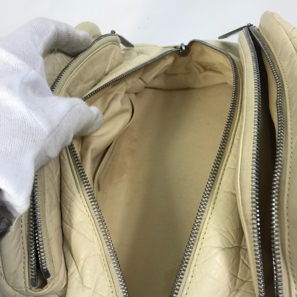 CHANEL Cream Leather Logo Boston Bag - Picture 12 of 16